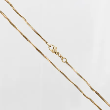 Kedja Rävsvans, längd 42cm, bredd 2,8mm, Balestra, ställvis skeva länkbitar, 18K. Vikt: 12,3 g