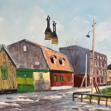 Tavla, stadsmotiv, olja på duk, 39x59cm, signerad Lennart Börje Vestberg (1934-2010), märken på ram Skickas med postpaket.
