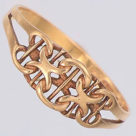 Ring X-länk stl:18¼, något skev, 18K Vikt: 1,7 g