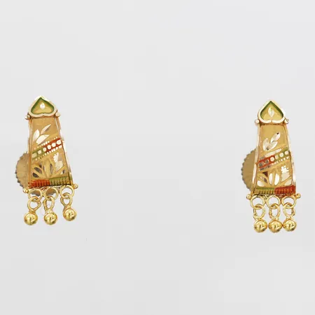 Ett par örhängen, höjd 20mm, grovt stift, bakstycke ej guld, 22K guld, vikt 1,3 gram Vikt: 1,3 g
