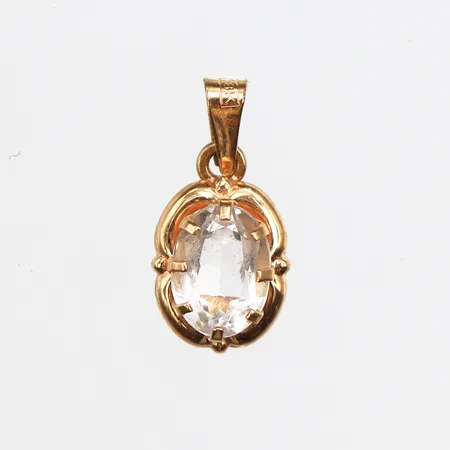 Hänge med sten, längd ca 13,4mm, bredd ca 7mm, 18K. Vikt: 0,5 g