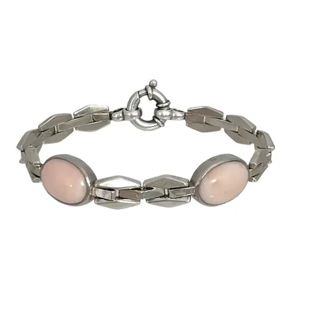 Armband, 18K vitguld, rosa stenar, ändar och lås i silver, längd 20,5 cm, bredd 10-14 mm,  Vikt: 32,1 g
