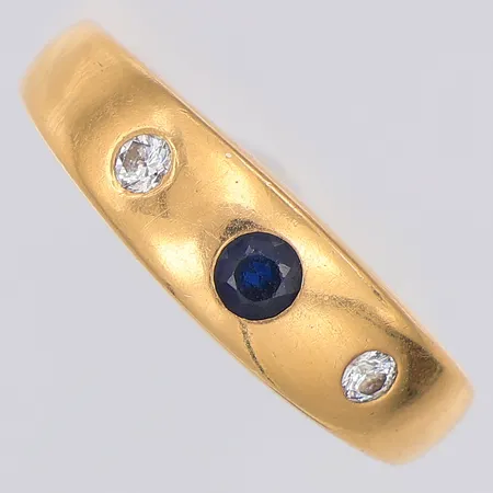 Ring safir diamanter 0,15ctv enligt gravyr stl:20¼ Ceson Guldvaru AB 1980, 18K Vikt: 7,2 g