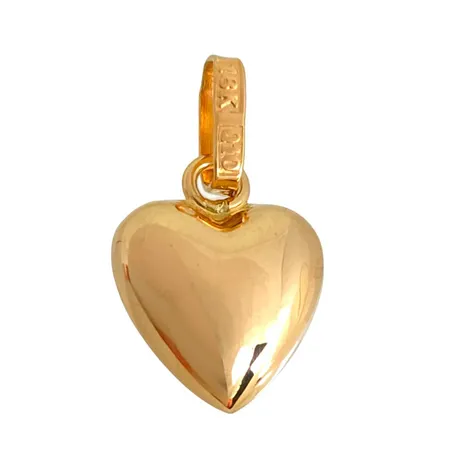 Hänge Hjärta i 18K guld, slät modell, Hedbergs Guld, svensk kontrollstämpel, längd inkl. ögla 15 mm, bredd 8,5 mm, tjocklek 3,7 mm, fint skick Vikt: 0,4 g