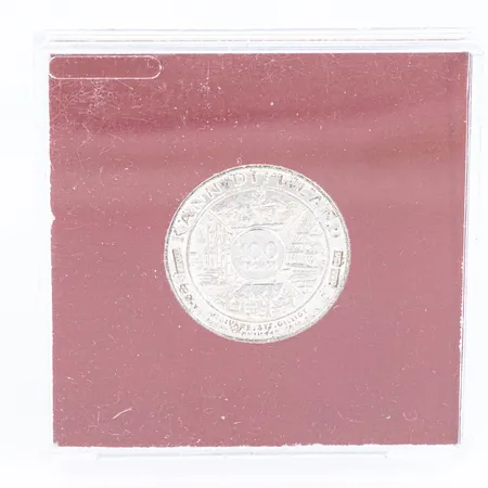 Minnesmynt STF Svenska turistföreningen 1885-1985 Känn ditt land 100 kronor Ø27mm, i plastetui, silver 925/1000 9,2g. 