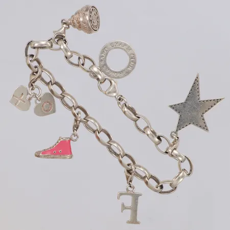 Armband längd 20cm, bredd 6,2mm, 5 hängen, Tomas Sabo Charm club, 925/1000 silver Vikt: 26,7 g