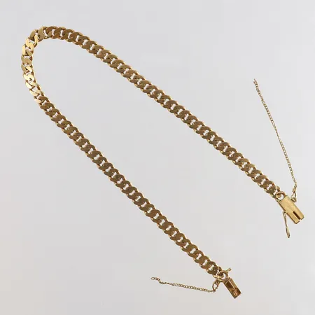 Armband Pansar längd 19cm bredd 3,5mm säkerhetskedja defekt 18K. Vikt: 6,6 g