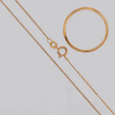 Kedja Pansar, slitage, ojämn, ring, gravyr, 18K Vikt: 9,9 g