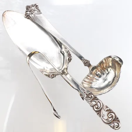 Tårtspade, Såsslev, Sockertång, längd ca 10-22cm, 830/1000 silver. Vikt: 128 g