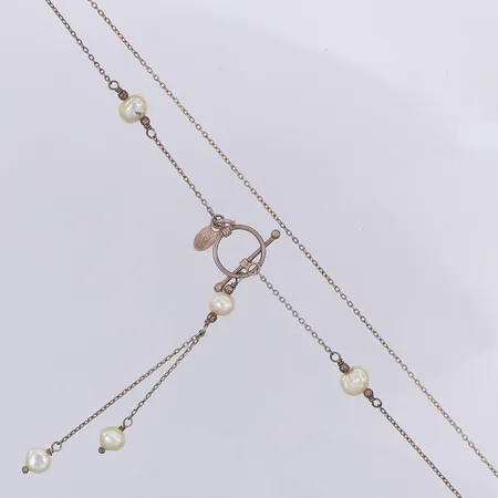 Collier med 7 odlade pärlor Guldfynd längd 43cm bredd 1,1-7mm, hängdel 75mm, silver 925/1000 Vikt: 3,7 g