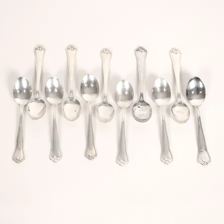 Elva kaffeskedar modell Symfoni, längd 11cm, Mema Guld & Silver Ab, silver 830/1000 Vikt: 136,4 g