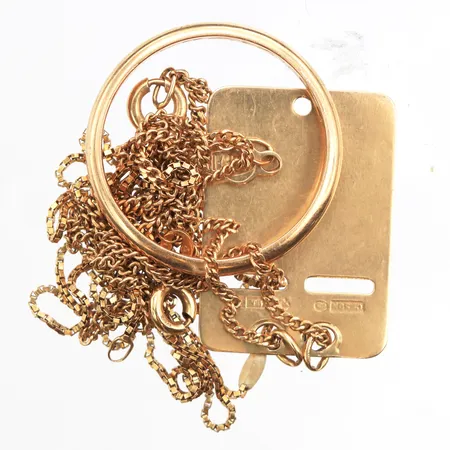 Diverse guld, gravyrer, defekt, 18K. Vikt: 13,3 g