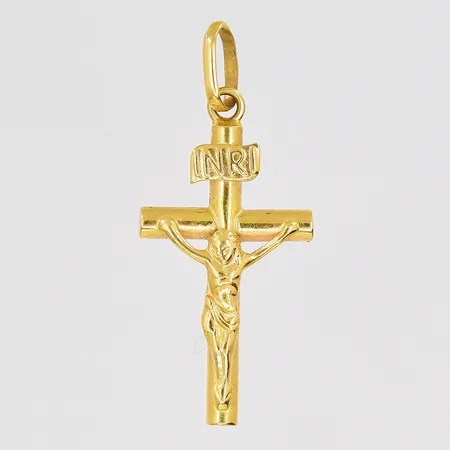 Hänge krucifix längd 28mm inklusive ögla bredd 12,2mm ihålig 18K Vikt: 0,7 g