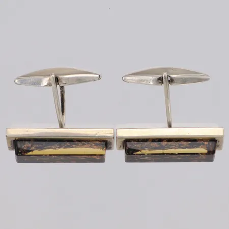 Ett par manschettknappar med stenar, längd 25mm, 835/1000 silver Vikt: 11,4 g
