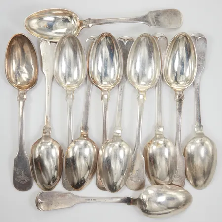 12 Matskedar 21,5cm, gravyr "Veritas", LL&C Göteborg år 1880, silver Vikt: 847,5 g