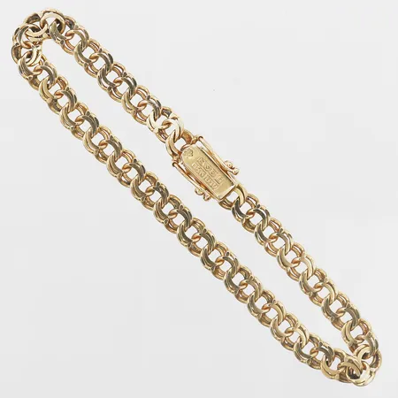 Armband Bismarck, längd 19,5cm, bredd 6mm, NSE Guldvaru Aktiebolag, Köping 2000, dubbla låsåttor, 18K. Vikt: 11,2 g