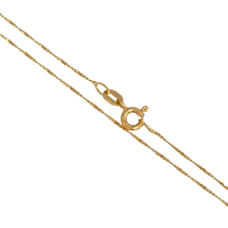 Halskedja i 18K guld, tillverkarstämpel GF, svensk kontrollstämpel, längd 43,0 cm, bredd 0,7 mm, fint skick Vikt: 1,2 g