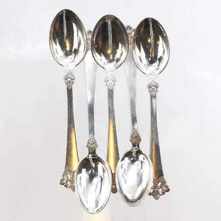 5 Skedar, längd ca 11,5cm, 830/1000 silver. Vikt: 53,7 g