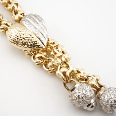 Collier m vita stenar, 64,5cm, bredd 10mm-85mm, 14k Vikt: 59,4 g