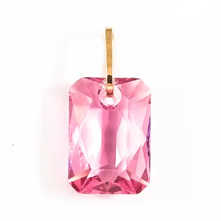 Hänge med rosa sten bredd 8mm längd inkl ögla 16,5, 18K 0,8g. 