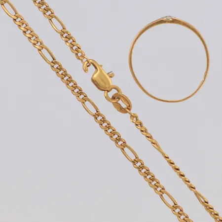 Kedja,  1 Ring, defekt, bucklor, 18K Vikt: 5 g
