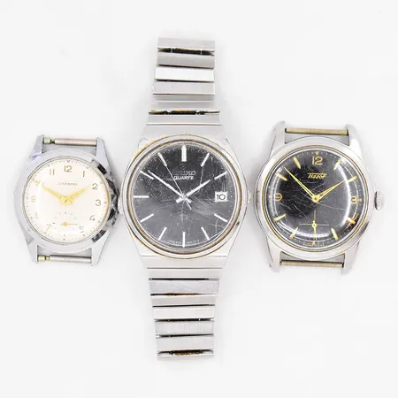 Herrur Seiko quartz repig urtavla står still stål Herrur Junghans manuell stål repig Herrur Tissot manuell repig stål 