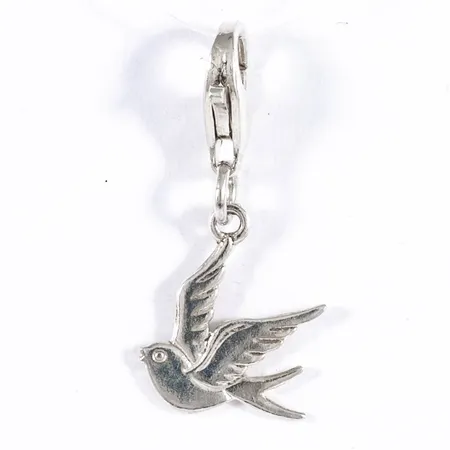 Berlock Guldfynd duva bredd 13mm längd inkl karbinhake 27,5mm, silver 925/1000 1,3g. 