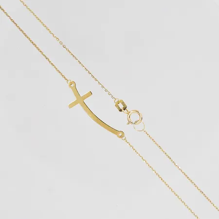 Collier med liggande kors längd 41cm 18K Vikt: 1,2 g