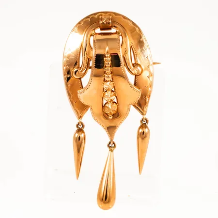 Brosch bredd 27mm längd 59mm 18K 5,7g.