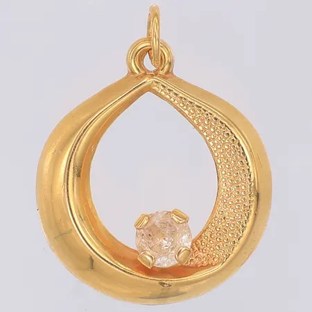 Hänge vit sten 20mm, kattfot, 18K Vikt: 0,8 g