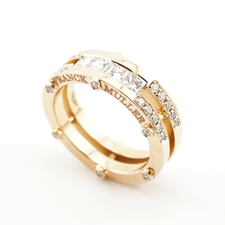 Ring m diamanter, "Franck Muller", stl 20½(64), bredd 7mm, 18k Vikt: 16 g