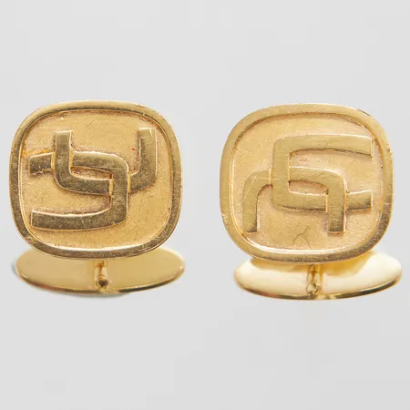 Manschettknappar 18,5x17mm, monogram, svenska stämplar, 18K Vikt: 16,9 g