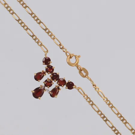 Collier Figaro med granater längd 44cm, 14K Vikt: 4,2 g