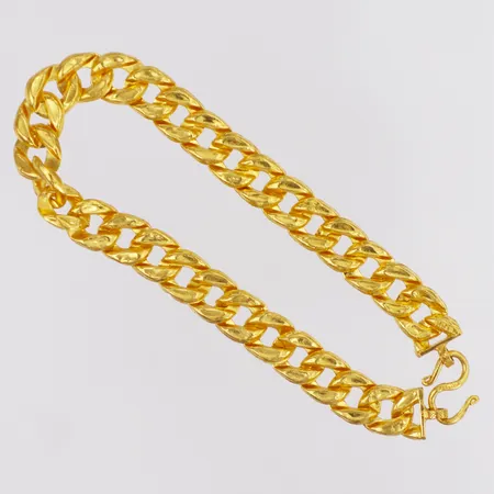 Armband manglad Pansar längd ca 18cm bredd 7,6mm ihålig, s-lås 23K Vikt: 7,6 g