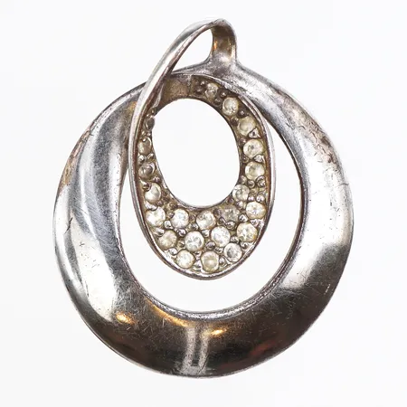 Hänge med stenar, längd ca 29,2mm, bredd ca 24,2mm, 925/1000 silver. Vikt: 5,1 g