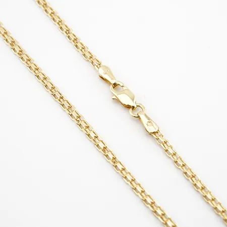 Halskedja, 46cm, bredd 3mm, 18k Vikt: 2,4 g