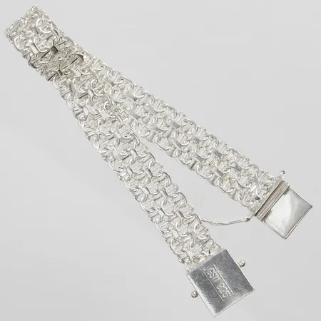 Armband X-länk med stav, längd: 19,5cm, bredd: 11,3mm, vita stenar, saknar en säkerhetsåtta, silver 925/1000 Vikt: 21 g
