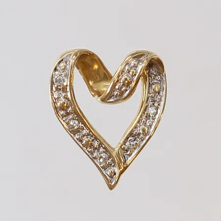 Hänge hjärta med åttkantslipade diamanter 5 x ca 0,005ct 12x10mm 18K Vikt: 0,7 g