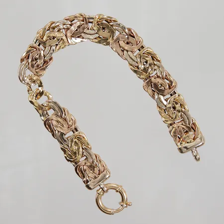 Armband 23cm, bredd 15mm, trasigt, buckligt, 18K Vikt: 27,6 g