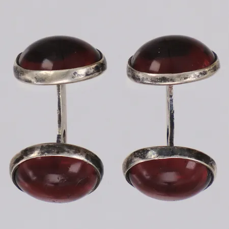 Ett par manschettknappar med rosa stenar, Bo Davidsson, Falköping år 1961, 830/1000 silver Vikt: 6,3 g
