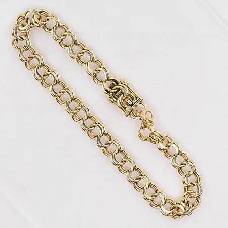 Armband Bismarck defekt längd 20cm bredd 7mm trasig vid låset 14K Vikt: 11,3 g