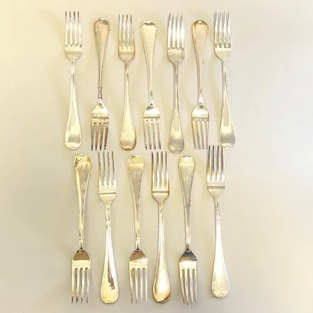 13 Matgafflar längd 18cm GAB silver 830/1000 Vikt: 512,3 g