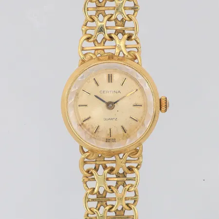 Damur Certina 18K quartz Ø18,5mm, 133 8810 68, X-länk 16,5cm, står still, inga tillbehör, vikt utan uret 20g