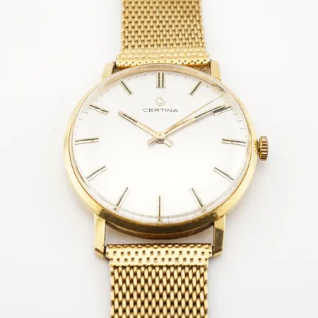 Herrur Certina, ca 34mm, manuell, 18k gravyr bakboett