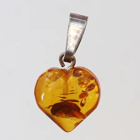 Hänge hjärta med bärnsten 27x14mm silver 925/1000 Vikt: 1,1 g