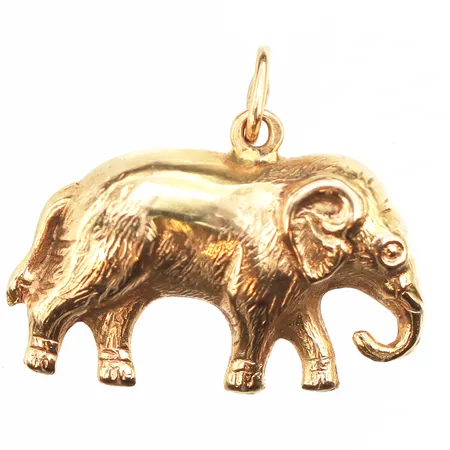 Hänge elefant, längd ca 17,8mm, bredd ca 20,9mm, 18K. Vikt: 2 g