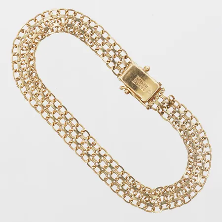 Armband X-länk, längd 19cm, bredd 8mm, Jo-Ans Guld AB, Köping 1983, 18K. Vikt: 9,4 g
