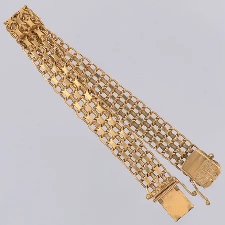 Armband X-länk längd 19,5cm bredd 10,7mm Nyckel-Guld Leif Johansson Firma 1963, 18K Vikt: 22 g