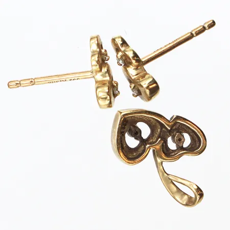 Diverse guld, stenar, saknar stopp, 8K. Vikt: 1,3 g