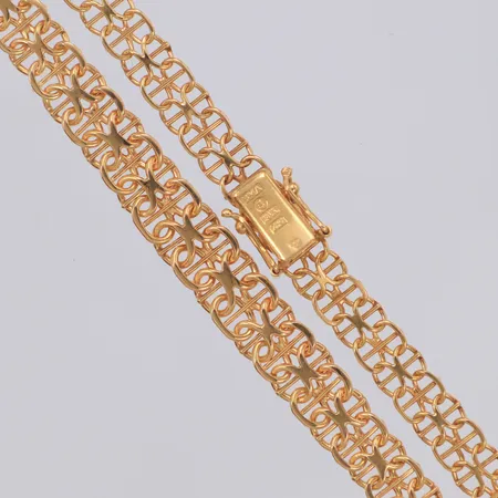 Collier doserad X-länk längd 50,5cm, bredd 6-7,7mm, 18K Vikt: 20,4 g